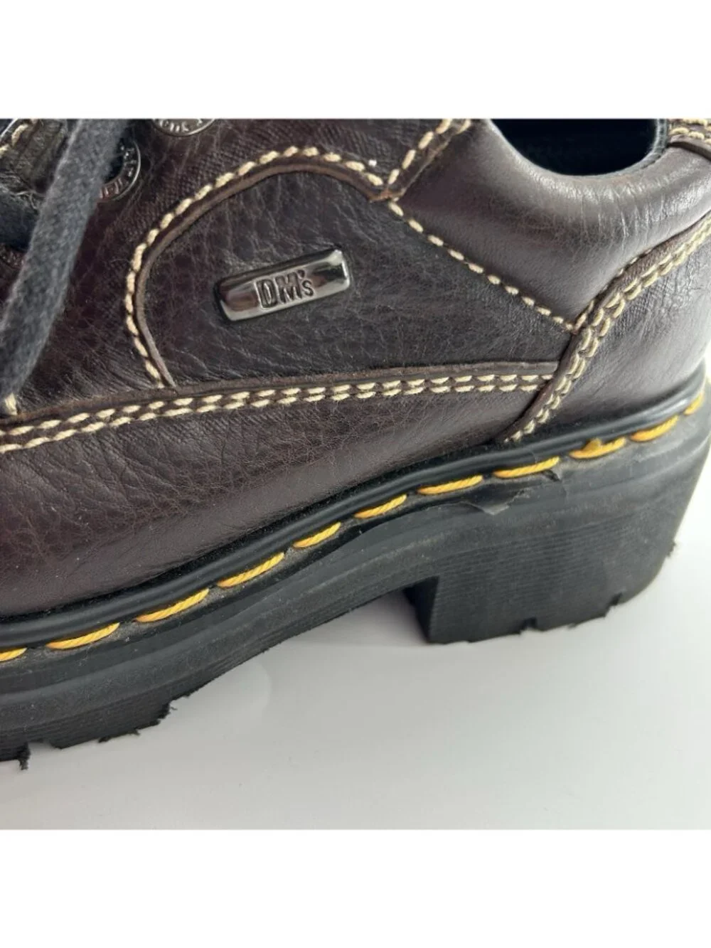 VTG Dr. Martens Shoes M5 W6 Leather 3 Eye Casual Chunky Platform Oxford ENGLAND